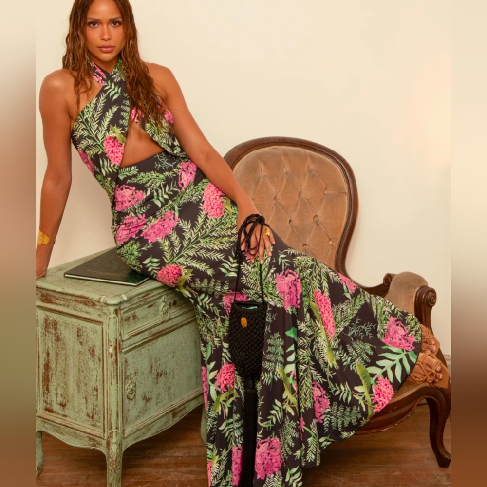 Mar A Mar La Cubana Green & Black Dress New Small